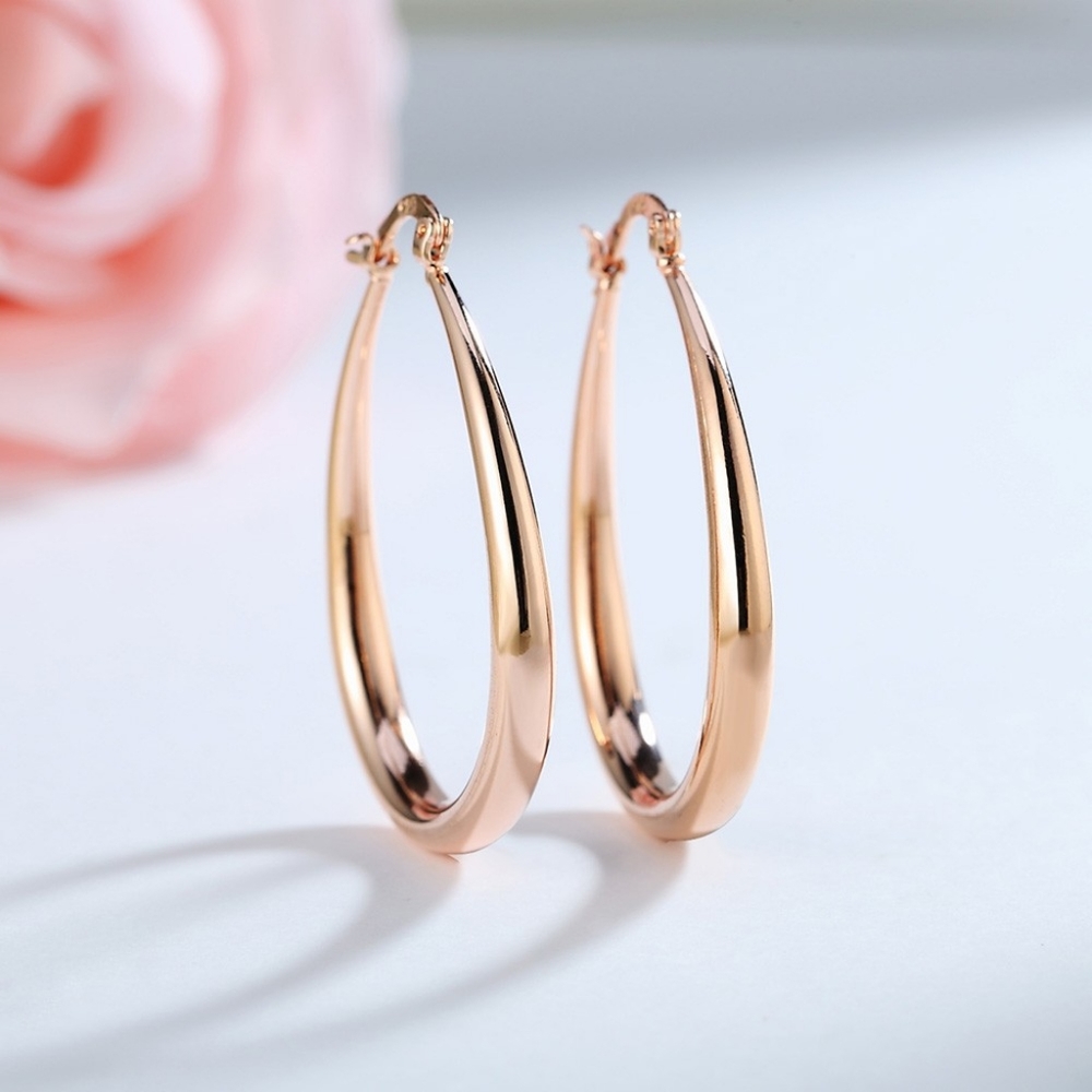 NEW SILVER, ROSEGOLD, YELLOW GOLD HOOP EARRINGS